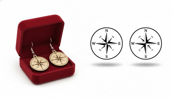 Download Compass Round Earring Design - Round earring Collection