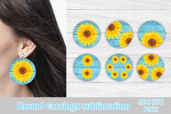 Download Sunflower Round Earring Sublimation - Round earring Collection