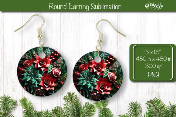 Download 3D Christmas Round Earring Sublimation - Round earring Collection