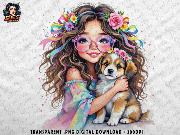 Download Boho Girl &amp; Puppy | Floral Vibes - Premium Bundle