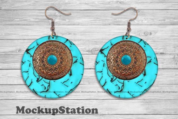 Download Turquoise Round Earring Sublimation - Round earring Collection